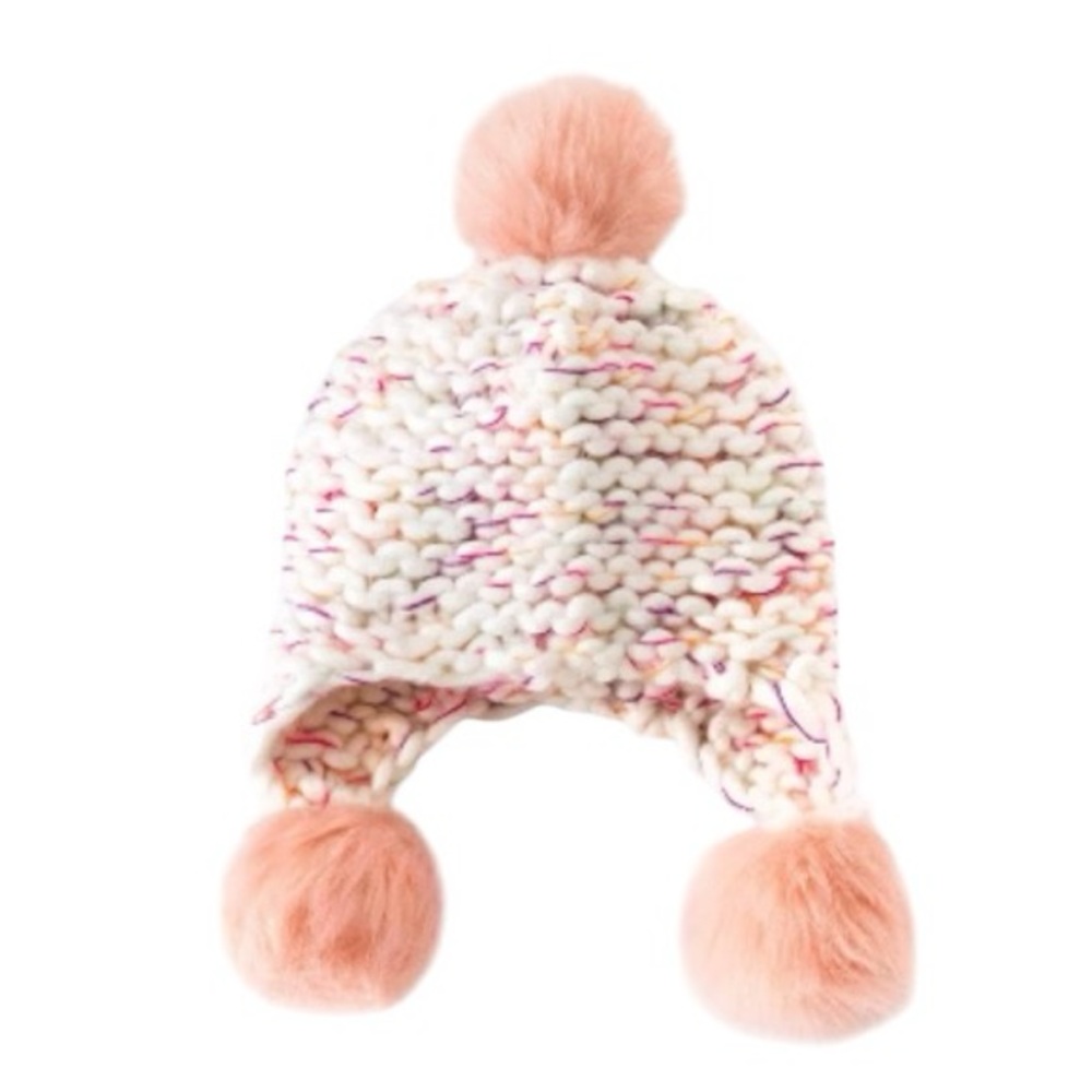 Cat & Jack Multi Color Faux Fur Pom Pom Hat